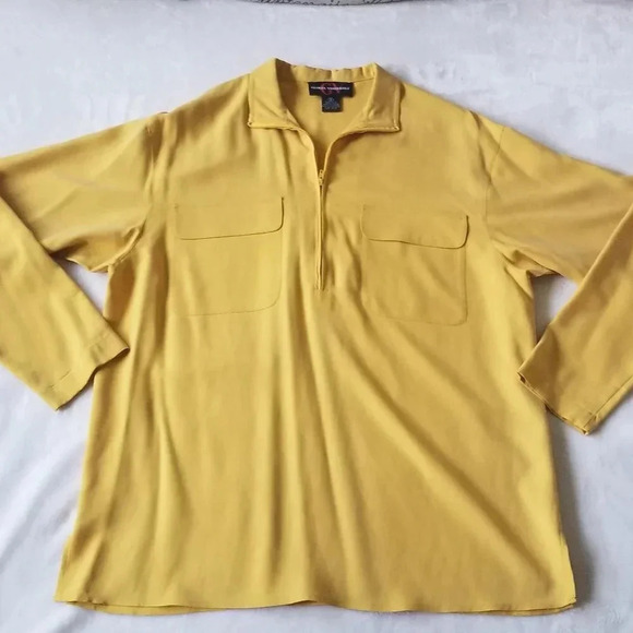 Gloria Vanderbilt Silk Blouse Shirt Size 6 Yellow - Picture 1 of 5
